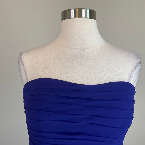 Ralph Lauren Strapless Pleated Chiffon A-Line Mini Cocktail Dress Purple Size 6 - Picture 7 of 13